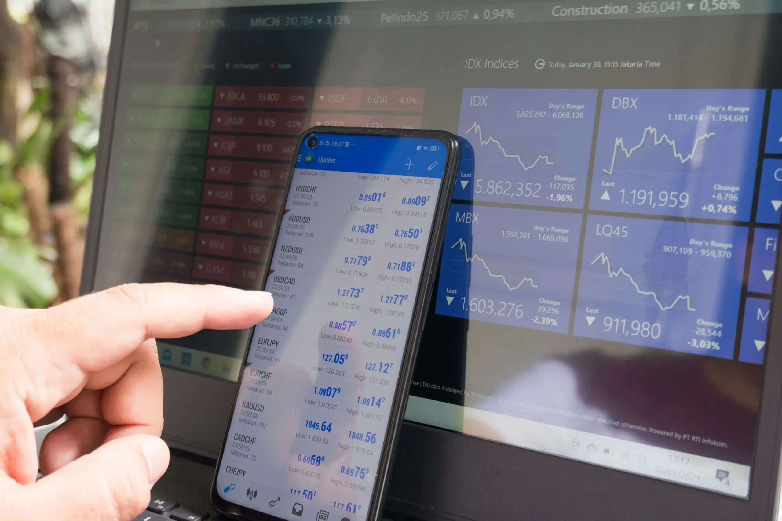 Copy trading app mirroring a lead strategy on a mobile screen