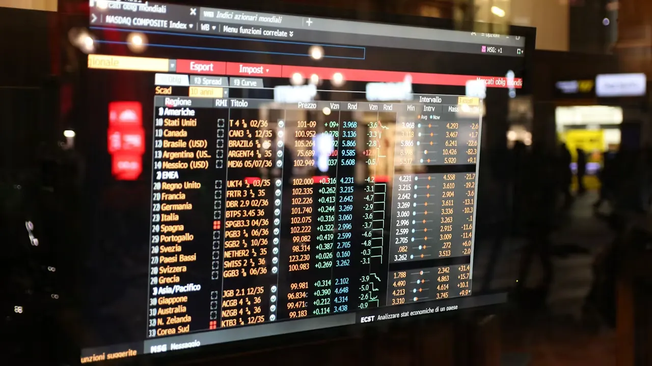 Live market data on a trading screen showing constantly moving prices