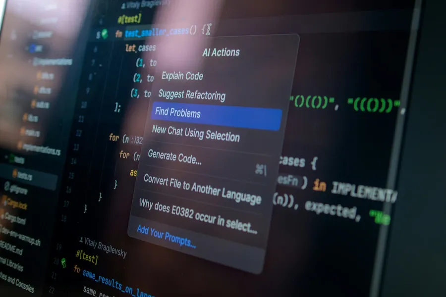A computer screen displaying code and a context menu