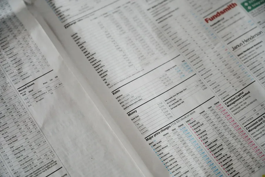 A close-up of a page of financial numbers