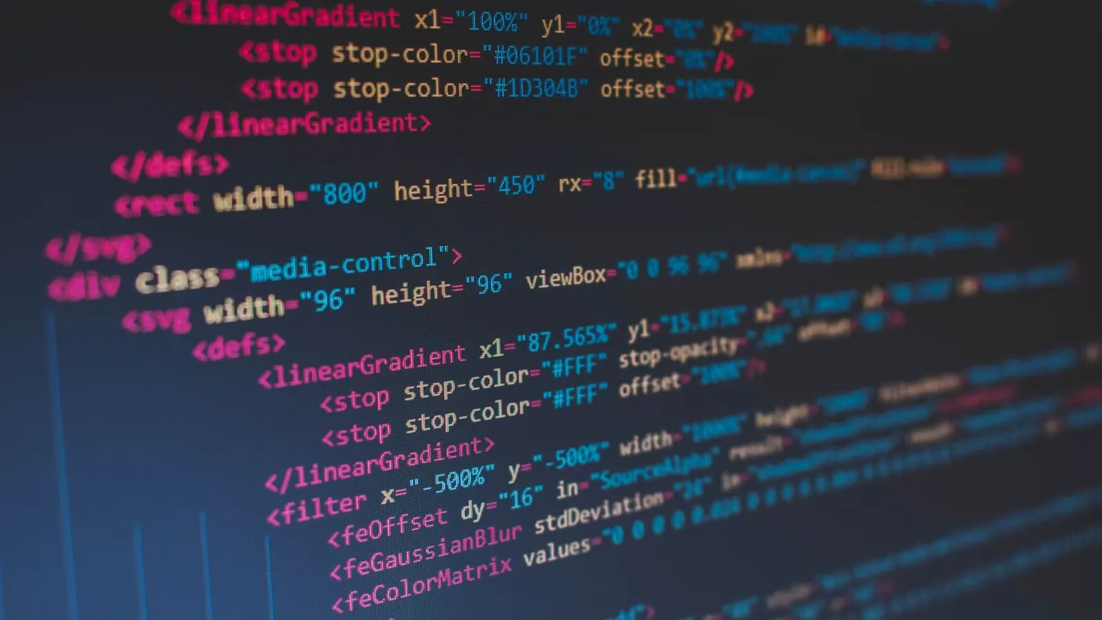 Lines of code on a screen