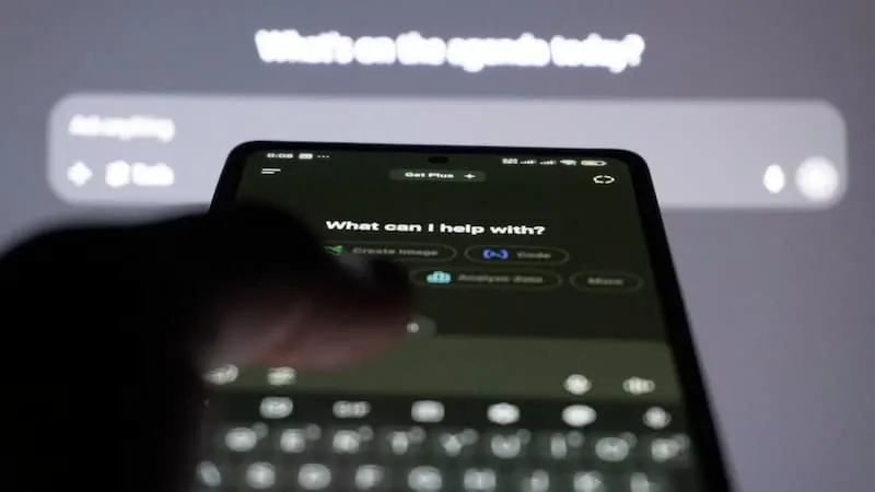 Typing on a phone with an AI chatbot