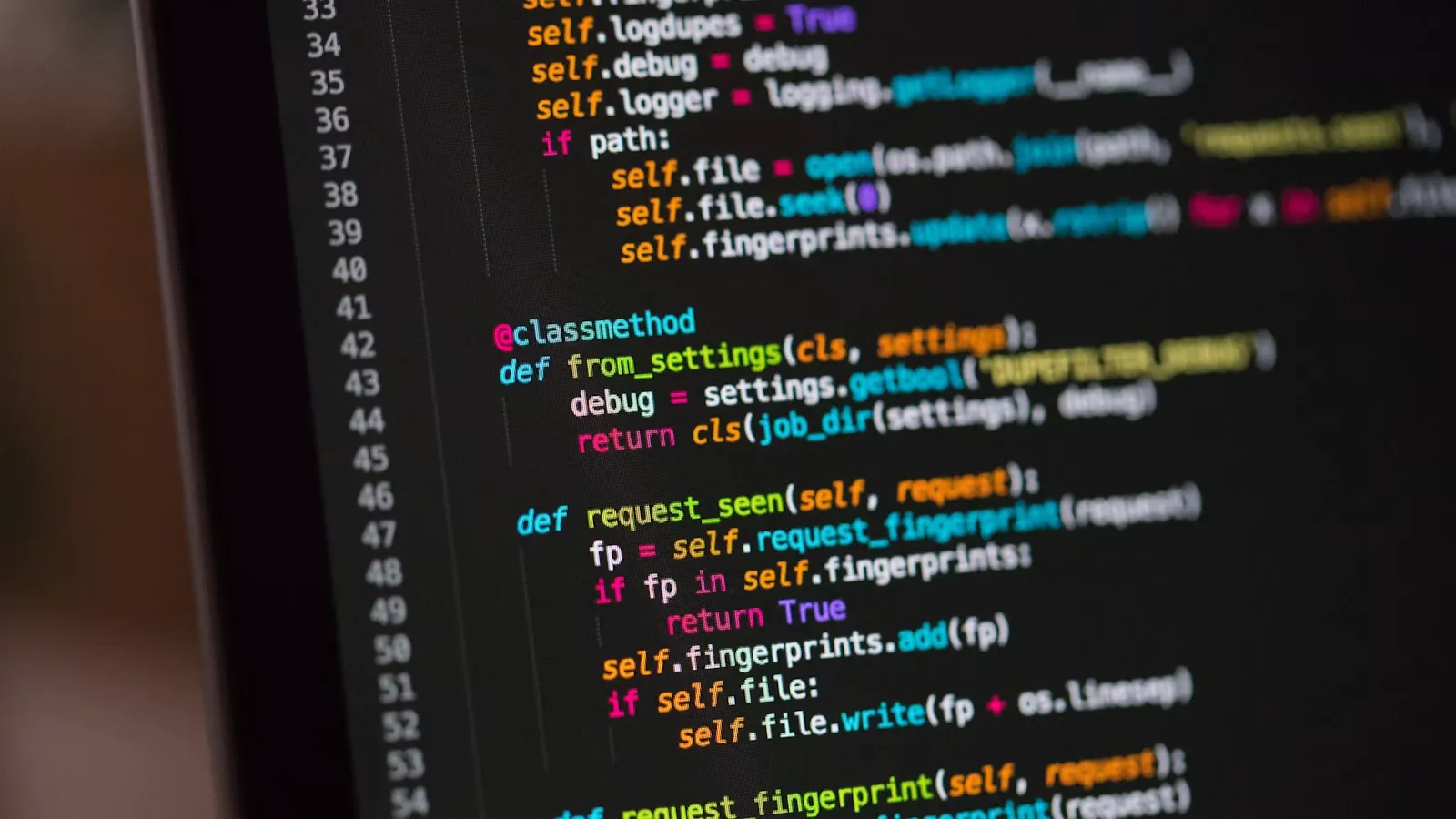 A screen filled with code