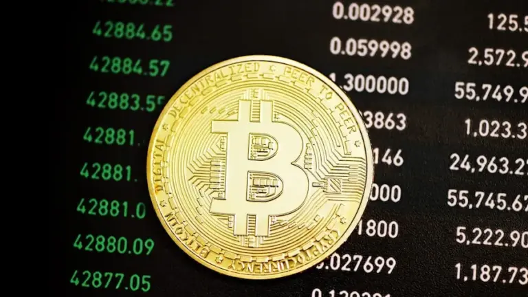 A coin sitting on a price chart