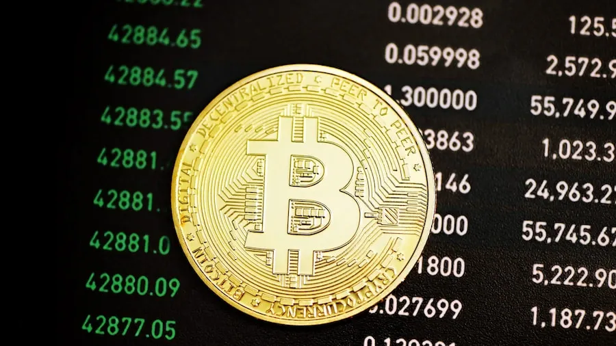 A coin sitting on a price chart