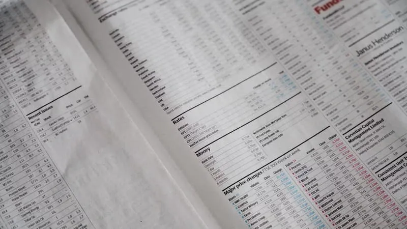 A page of market numbers