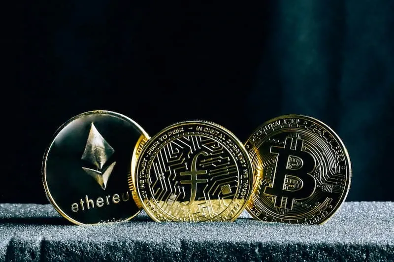 Three coins on a table