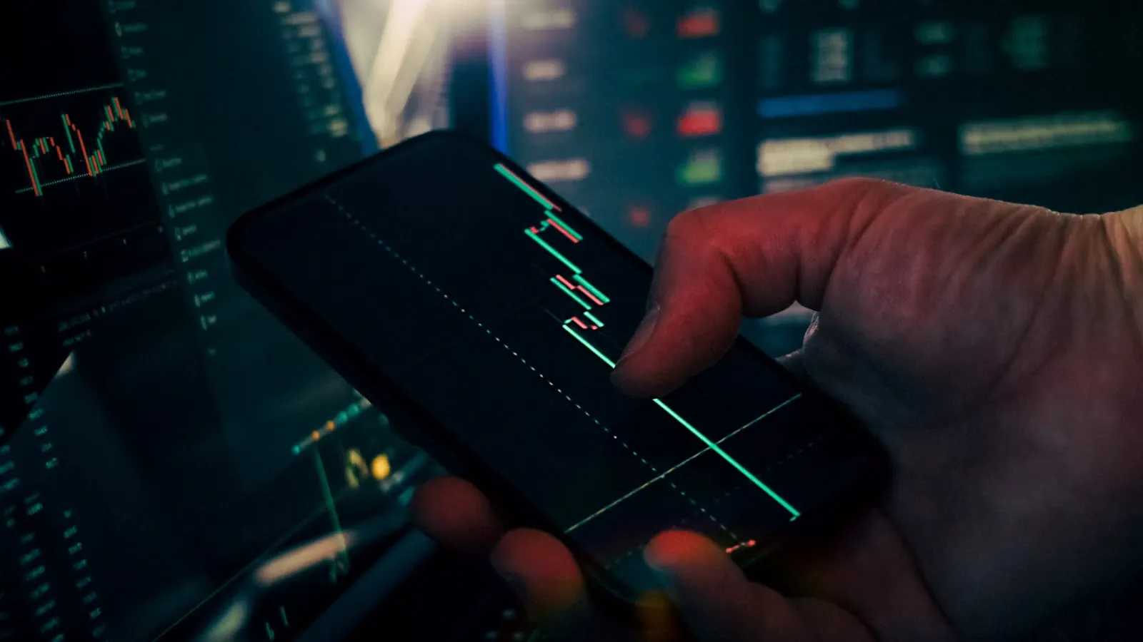 Analyzing a stock chart on a smartphone