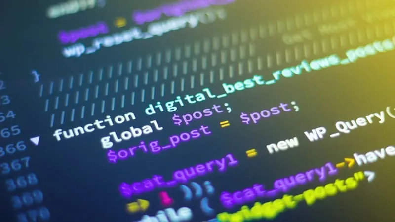 Colorful code on a screen