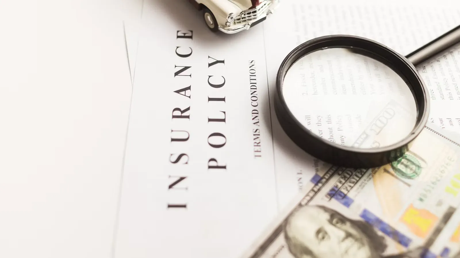 A magnifying glass on a document