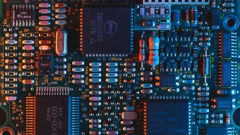 A blue circuit board
