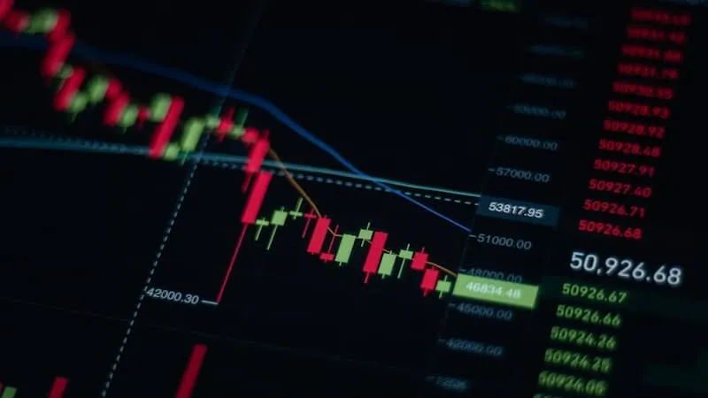 A close-up stock chart on a screen