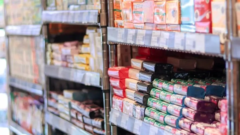 A grocery store filled with food