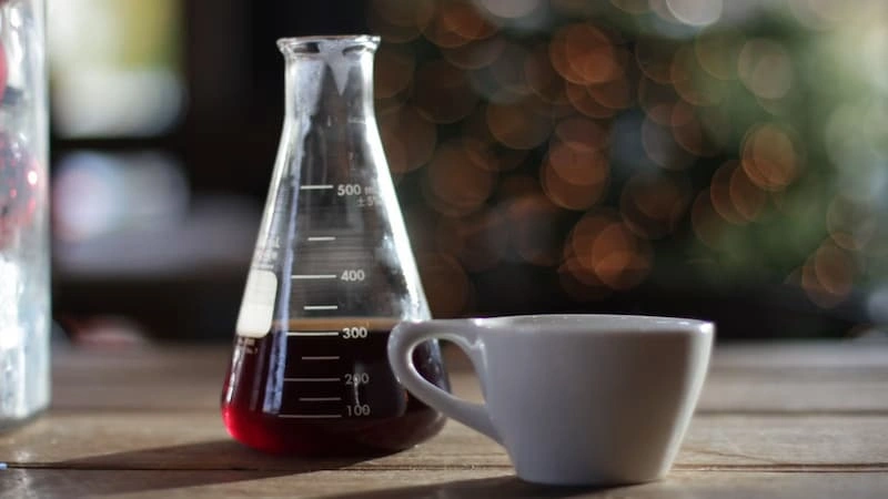 An Erlenmeyer flask with soft lights