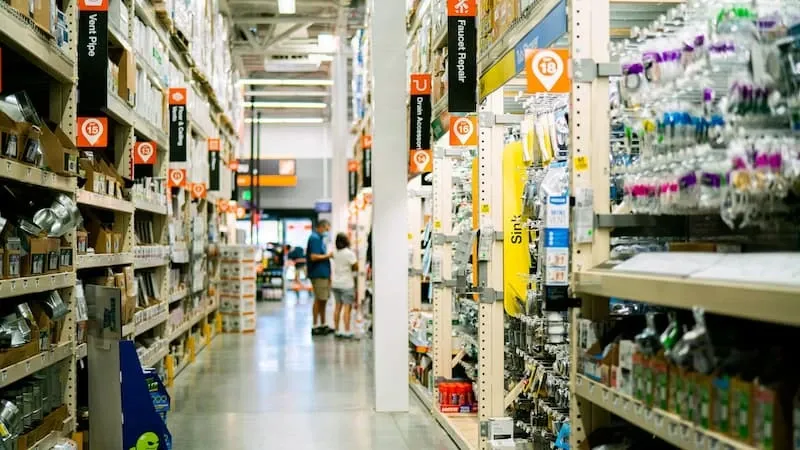 A store aisle filled with items