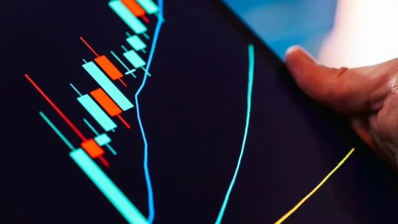 A tablet candlestick chart