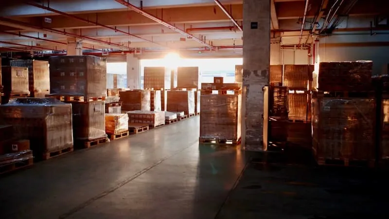 Warehouse storage filled with pallets
