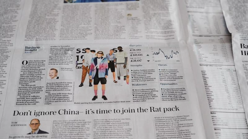 A financial newspaper page