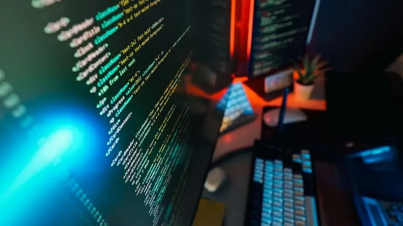 Code displayed on screens