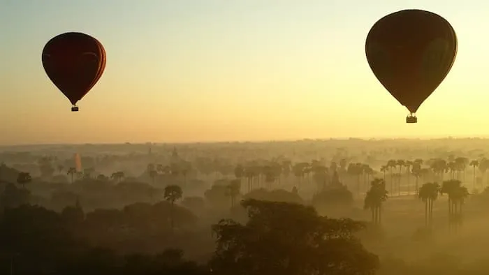 Two hot air balloons in the sky